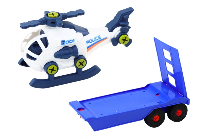 Modernes Auto- und Helikopter-DIY-Set Blau