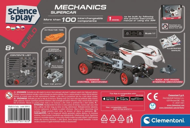 Clementoni Wissenschaft & Spiel Mechaniklabor Rennwagen Supercar