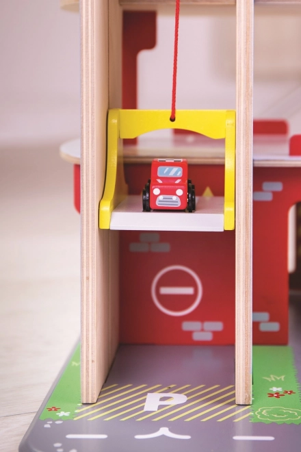 Bigjigs Toys Parkgarage mit Hubschrauberlandeplatz