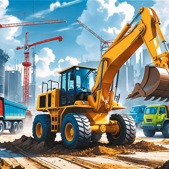 Puzzle Traktor mit Baggerlader 60 Teile