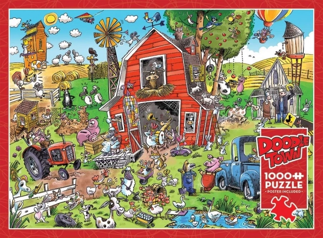 Cobble Hill Puzzle DoodleTown: Verrückter Bauernhof 1000 Teile