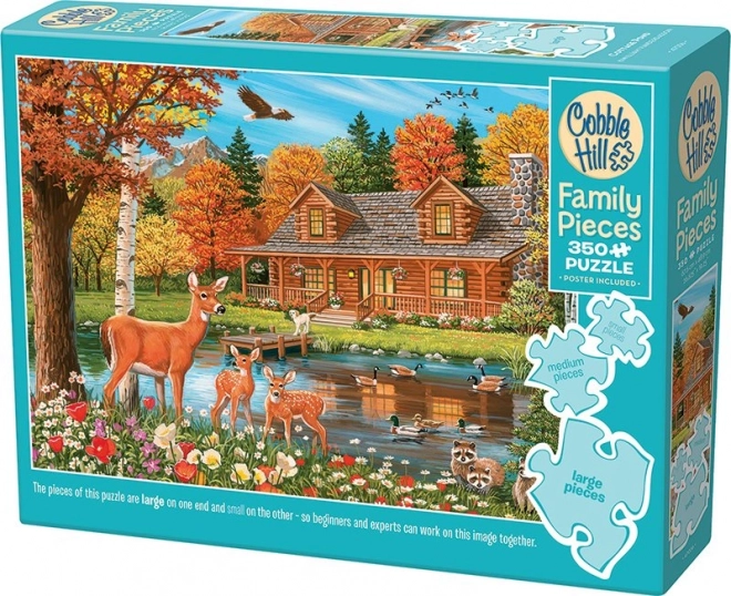 Familienpuzzle Teich am Häuschen