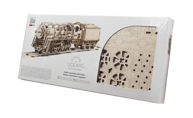Mechanisches Holzpuzzle UGEARS - Dampflokomotive mit Tender