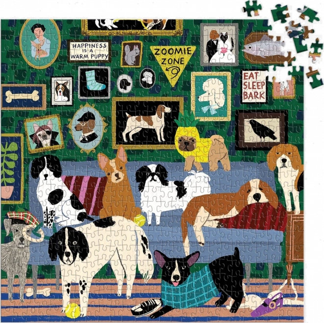 Galison quadratisches Puzzle Hunde im Salon 500 Teile