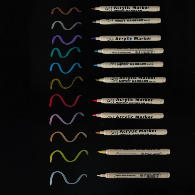 Wasserdichte Acrylstifte für Stoffe und Steine - Set mit 12 Stück
