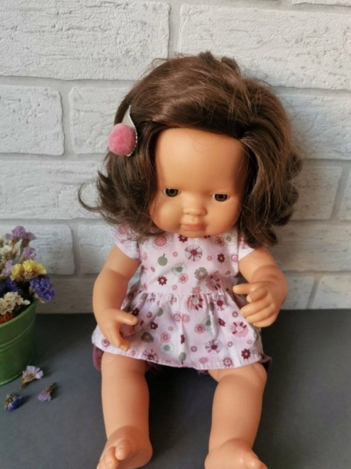 Tunika und Höschen für Puppe 38 cm rosa Rosetten