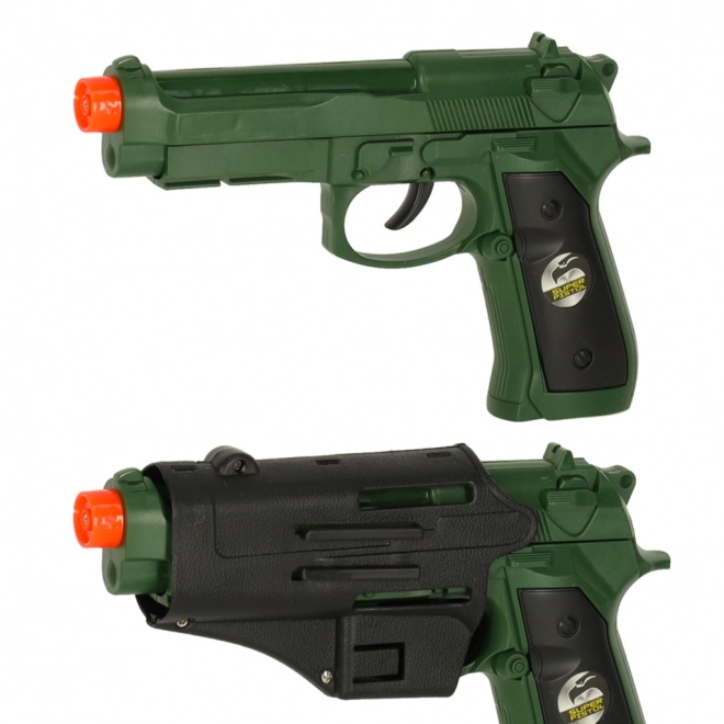 Militärset mit Weste, Gewehr und Fernglas