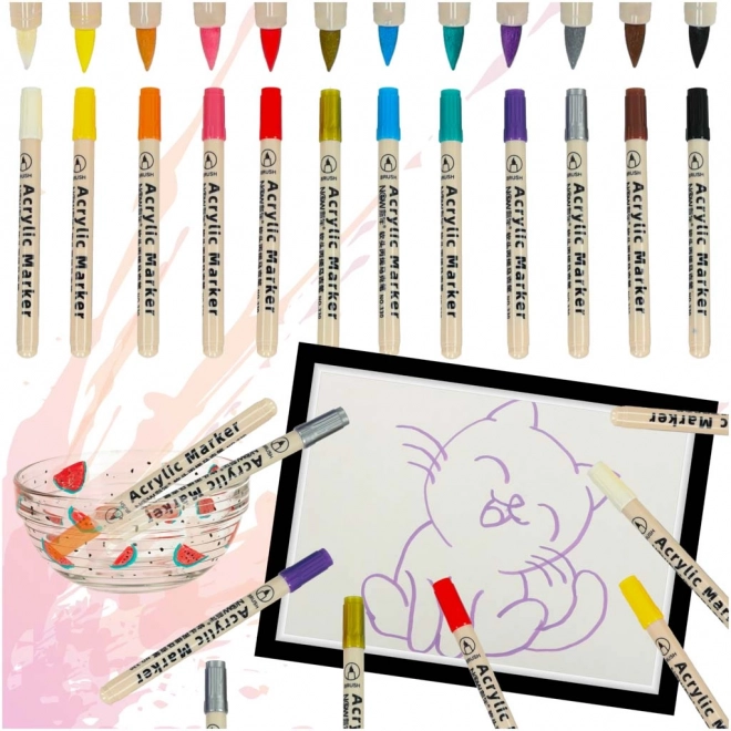 Wasserdichte Acrylstifte für Stoffe und Steine - Set mit 12 Stück