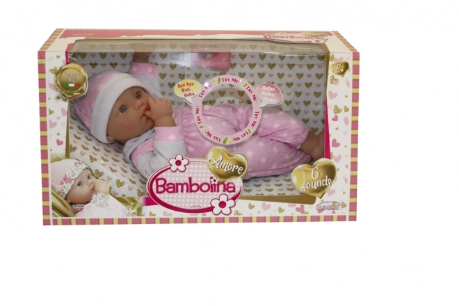 Interaktive Babypuppe Bambolina Amore 36 cm mit Geräuschen und Zubehör