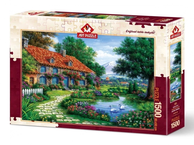 Puzzle Garten mit Schwänen 1500 Teile