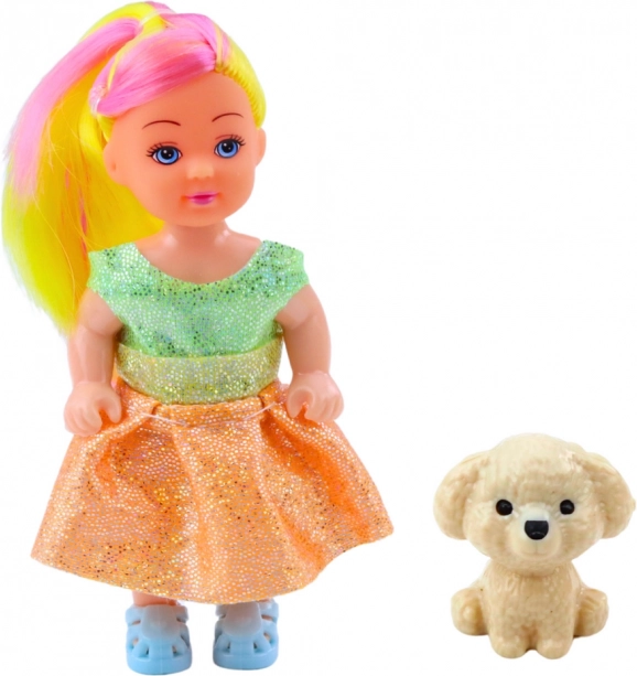 Mini-Puppe in Kleidchen mit Hündchen