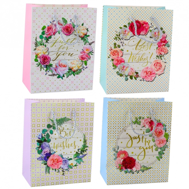 Geschenktasche Blumenmuster Beste Wünsche