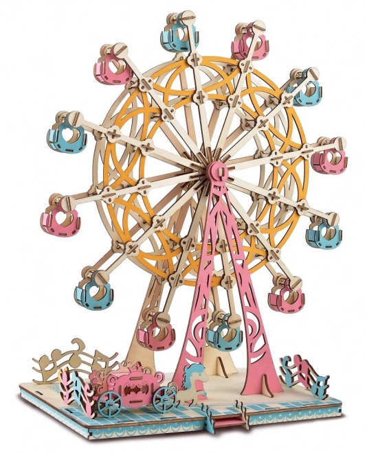 Holz-3D-Puzzle Riesenrad in Pastellfarben