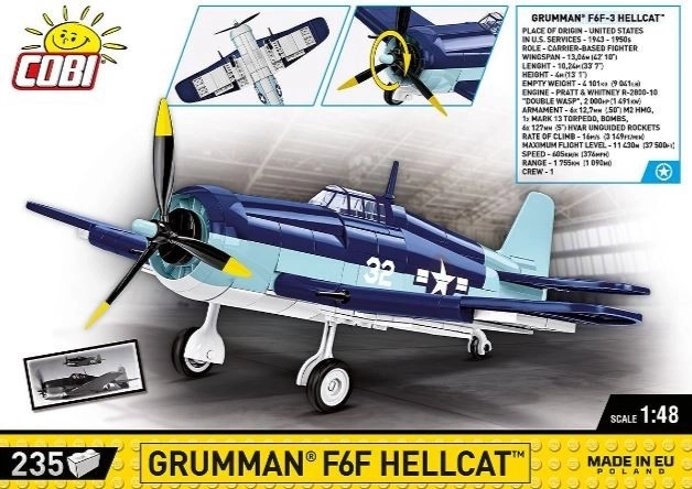 Historischer Bausatz F6F Hellcat aus Bausteinen