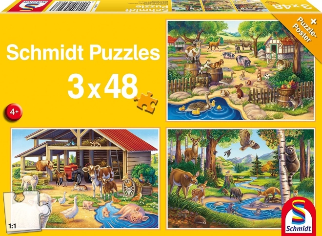Puzzle Meine Lieblingstiere 3x48 Teile