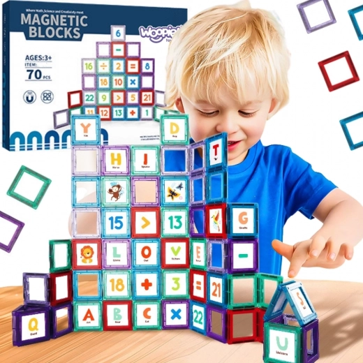 Woopie magnetische Bausteine – Raumwürfel mit Zahlen, 70 Teile