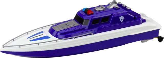 Blaues ferngesteuertes Polizeiboot