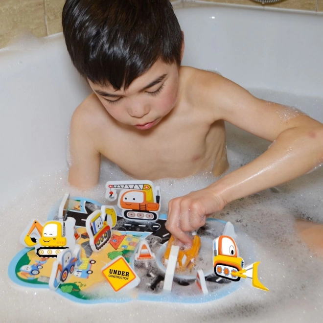 Schwimmende Baustellenwelt für die Badewanne