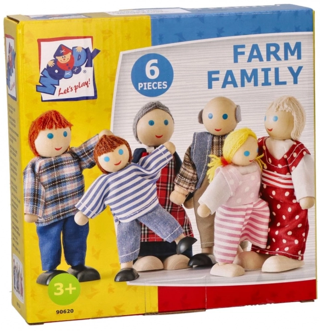 Holzpuppenfamilie mit 6 Personen