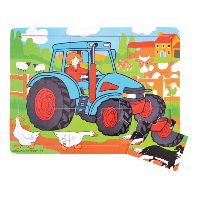 Bigjigs Toys Holzpuzzle Traktor 9 Teile