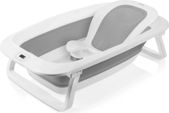 LIONelo Zusammenklappbare Babywanne Babybubble mit Thermometer und Liege Grau Taube