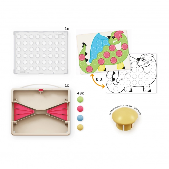 Quercetti Fantacolor Junior Play Eco+ Steckmosaik für Kinder, 48 Steckknöpfe