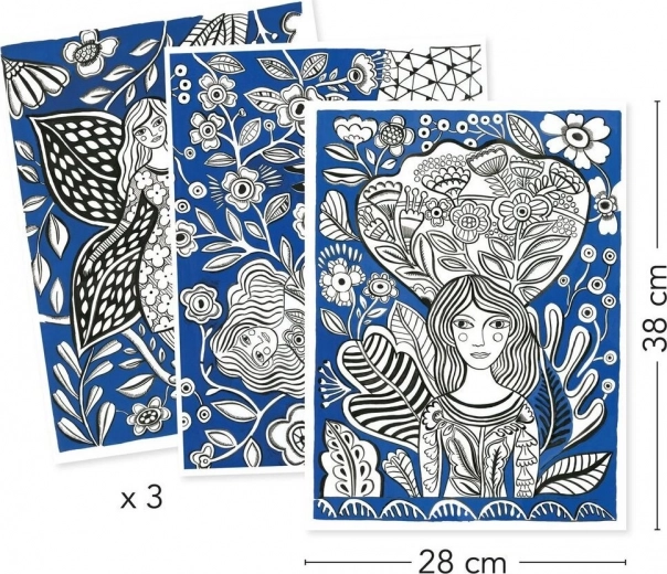 Drei große Ausmalposter