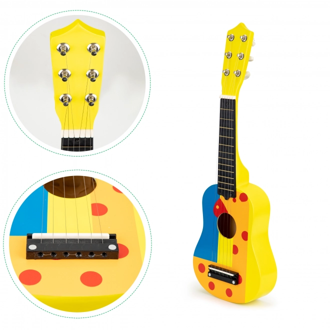 Kinder-Holzgitarre mit Metall-Saiten und Plektrum - Gelb von ECOTOYS