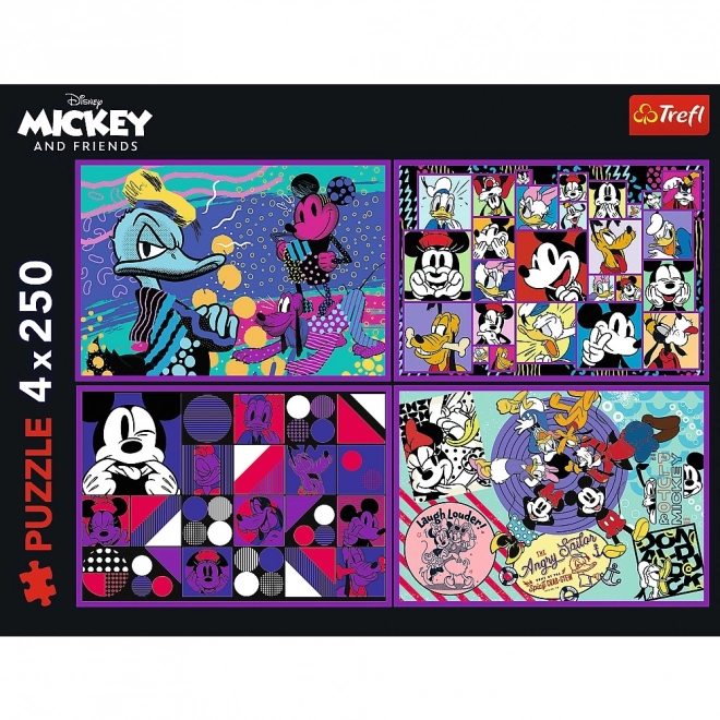 Puzzle 4x250 Teile Mickey Maus