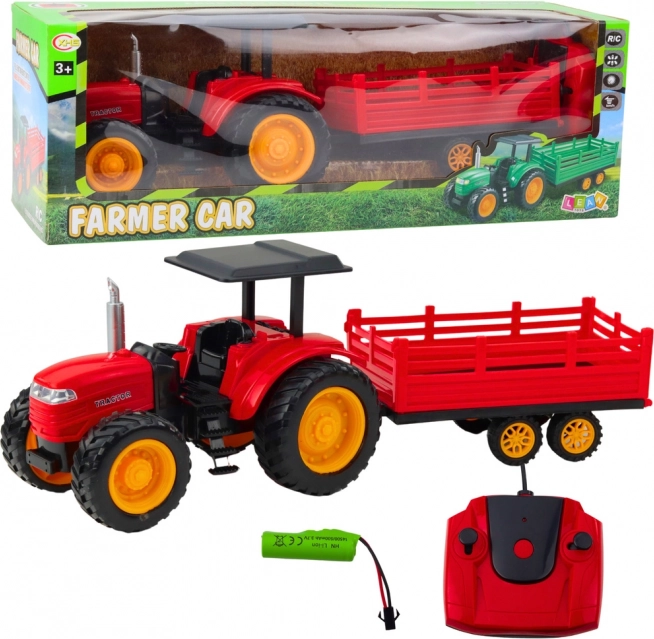 Ferngesteuerter Bauernhof-Traktor mit Anhänger rot