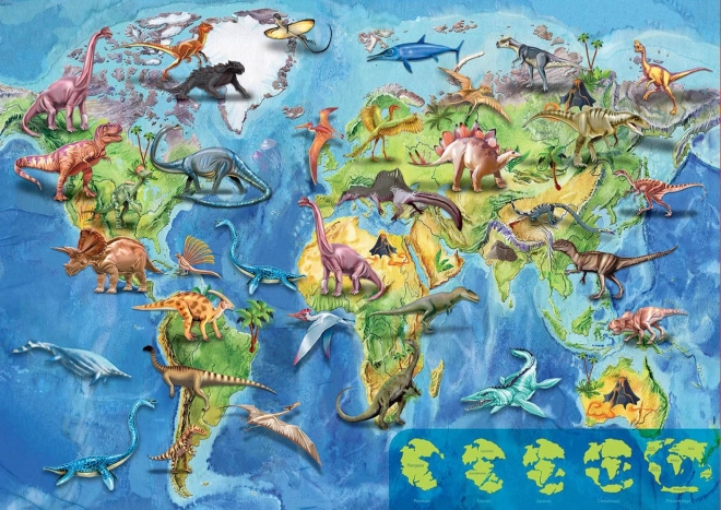 Educa Puzzle Weltkarte mit Dinosauriern 150 Teile