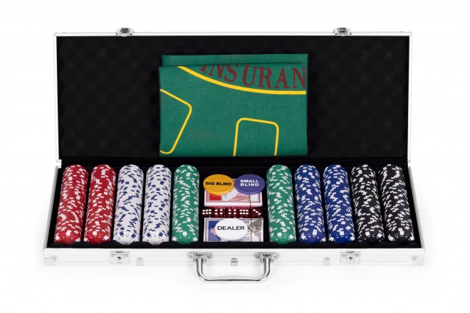 Pokerset mit 500 Chips und Blackjack-Spieltisch