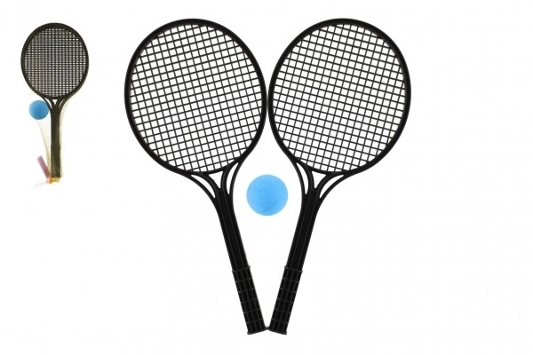 Schwarze Soft-Tennis-Schläger mit Ball