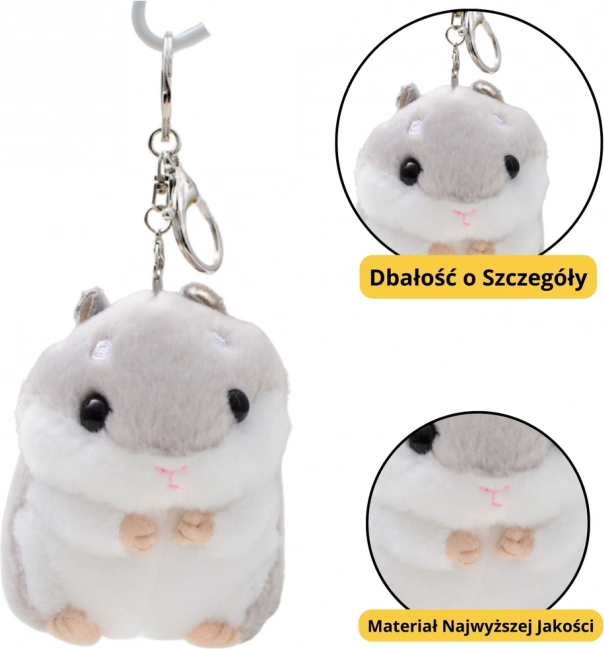 Plüsch Hamster Schlüsselanhänger Grau 10 cm