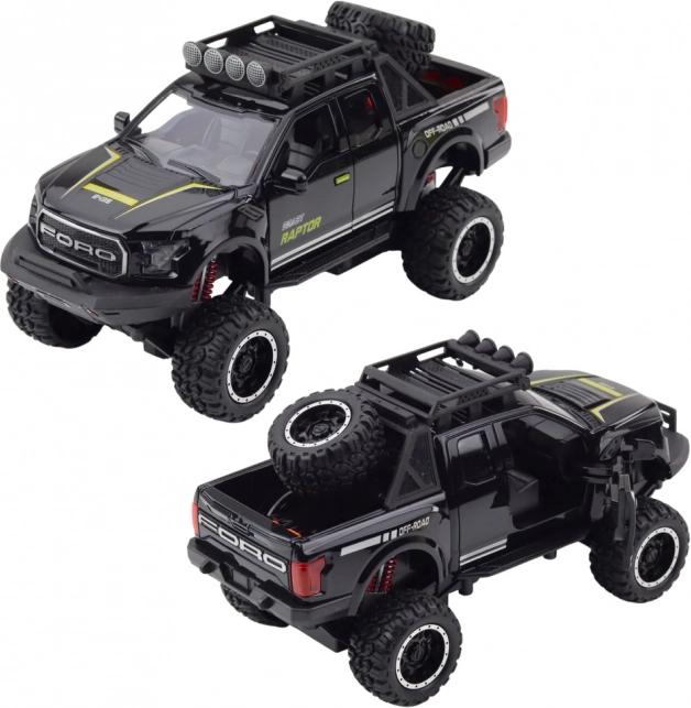 Geländewagen Raptor mit öffnenden Türen, Antrieb, Lichtern und Geräuschen