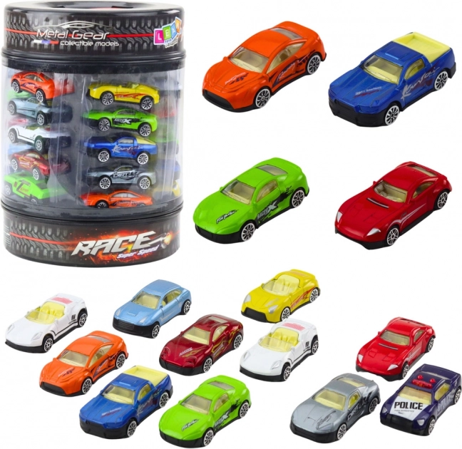 Set aus Metall-Spielzeugautos in Röhre 1:64 – moderne Sportwagen, 25 Stk.