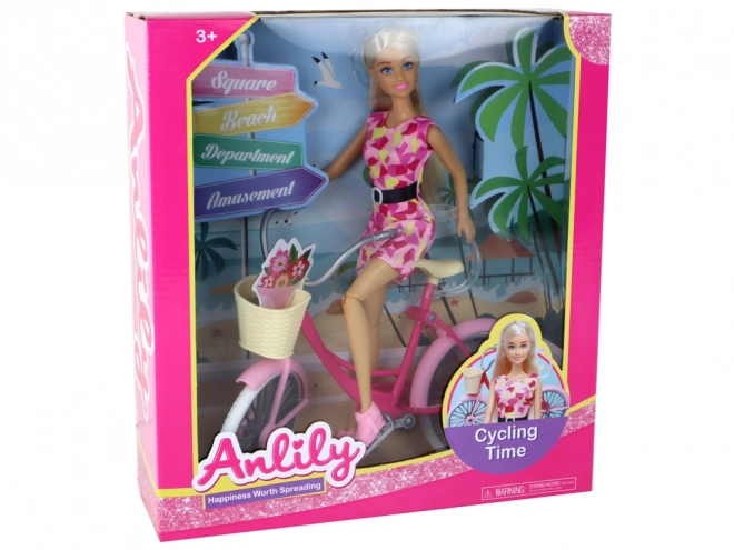 Anlily Puppe mit Fahrrad Set in Pink