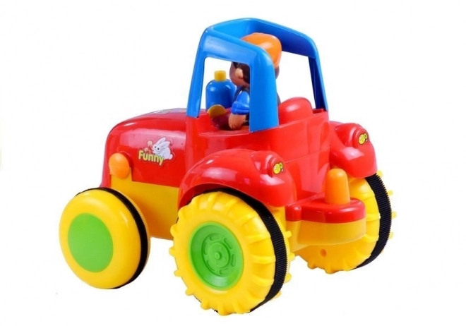 Bunter Kindertraktor mit Anhänger und Tieren