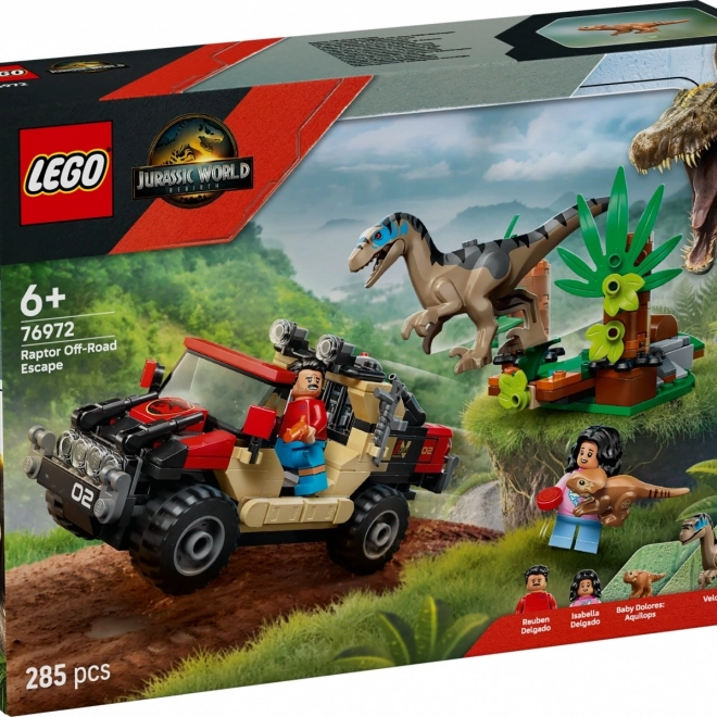LEGO Jurassic World Bausatz: Flucht mit dem Geländewagen vor dem Velociraptor