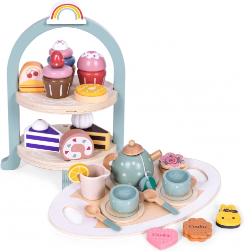 Holz-Teegesellschaftsspiel-Set für Kinder mit Kuchen