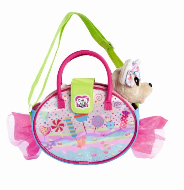 Handtasche in Bonbonform mit Schulterriemen