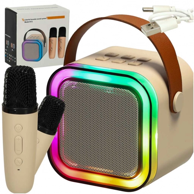 Karaoke-Set mit 2 Mikrofonen und Bluetooth-LED-Lautsprecher