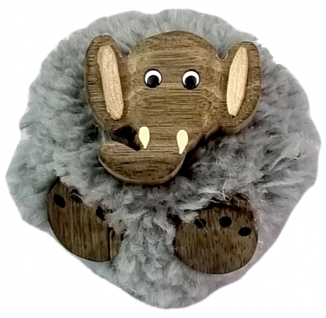 Großer Holzmagnet Elefant Pompon