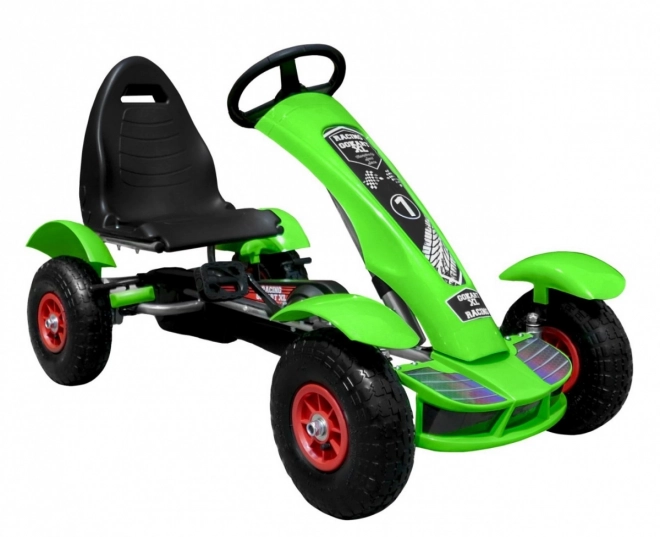 Rennpedal-Gokart XL für Kinder 3+ Grün + Aufblasbare Räder + Verstellbarer Sitz + Leerlauf