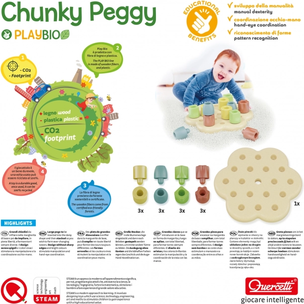 PlayBio - Bunte Baukasten Chunky Peggy zur Entwicklung von Kindern