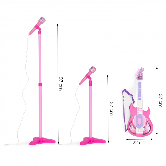 Kinderset mit E-Gitarre und Mikrofon mit verstellbarem Ständer
