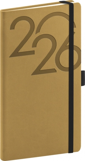 Taschenkalender in goldener Farbe 2026