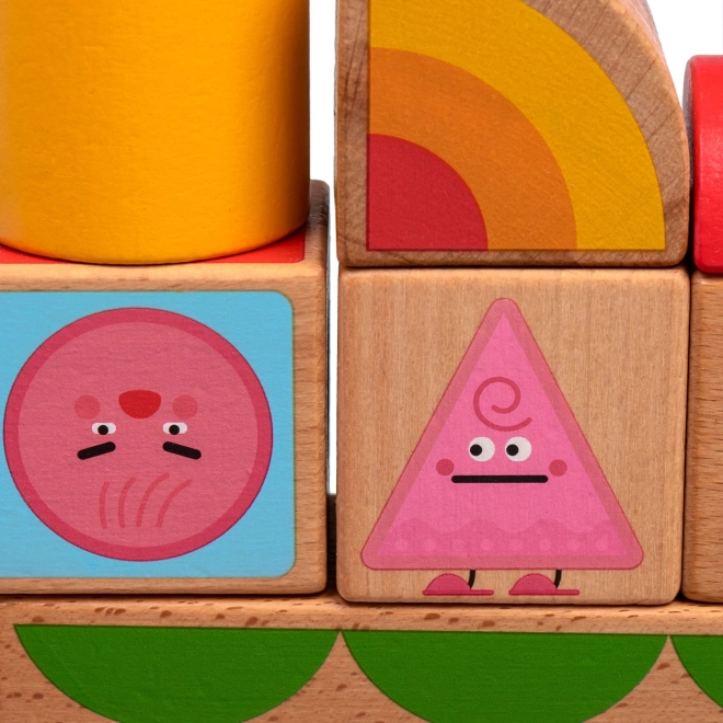 Bunte Holzteile mit Emotionen