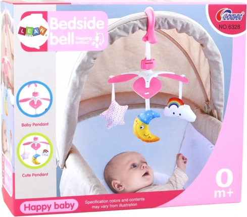 Rosa Mobile für das Kinderbett mit Musik und Clip