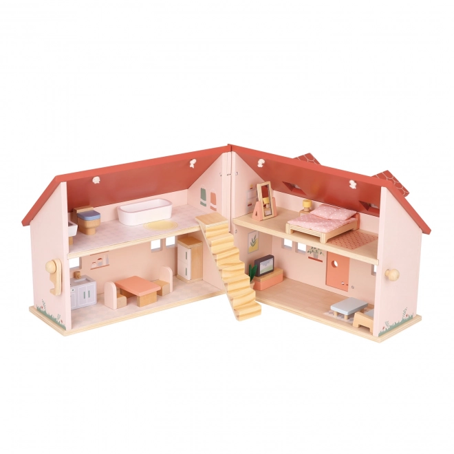 Klappbares Holz-Puppenhaus mit Möbeln
